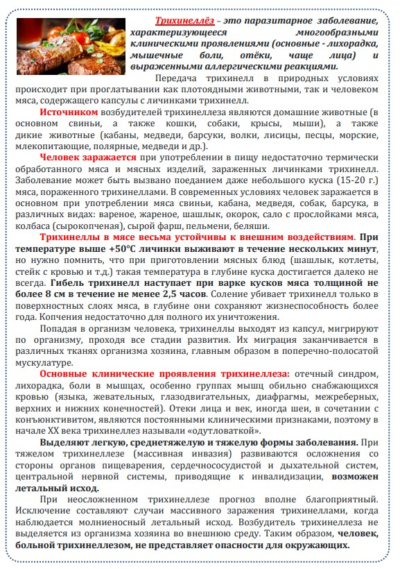 Памятка "Трихинеллез"